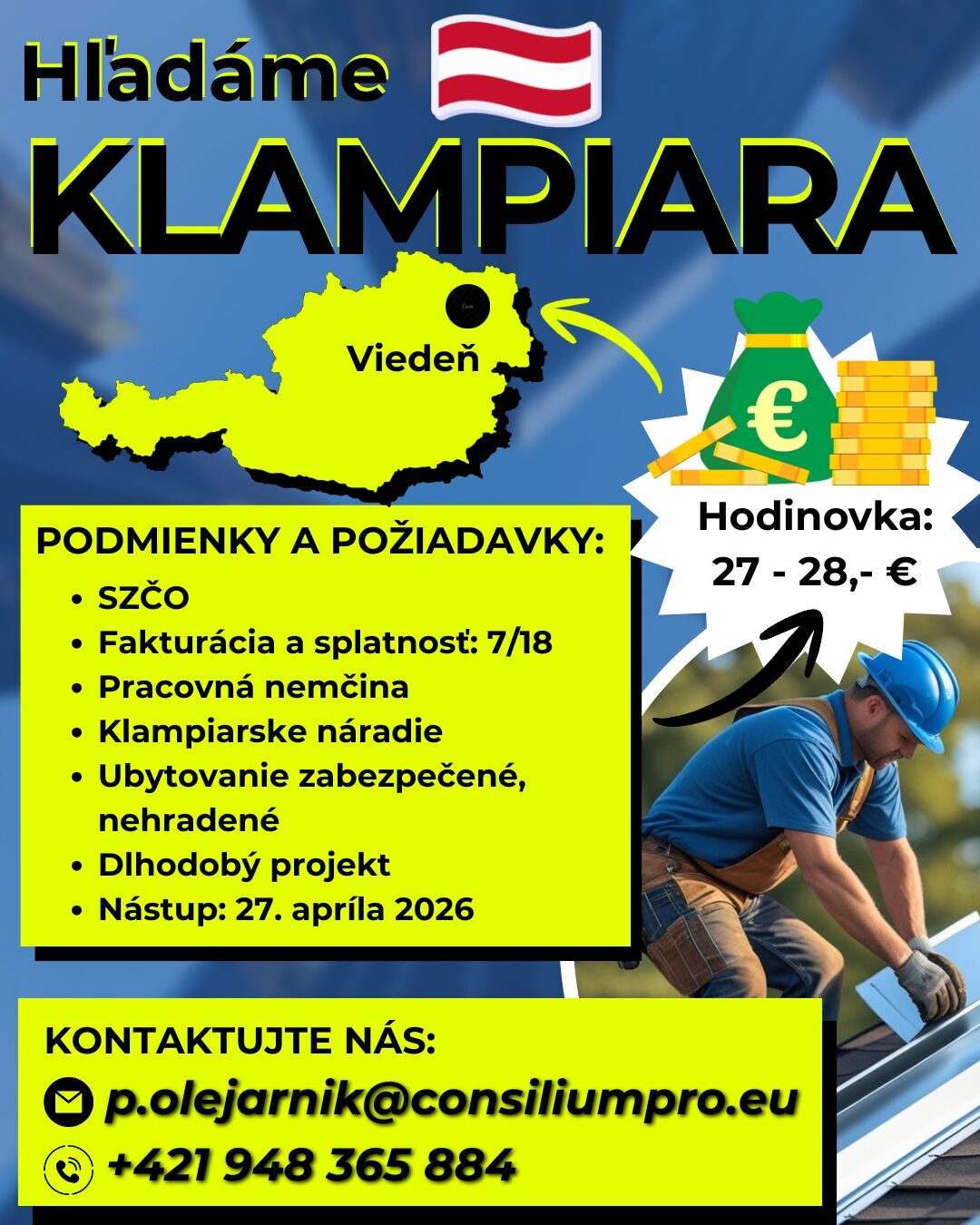 Klampiar-AT, inzerát